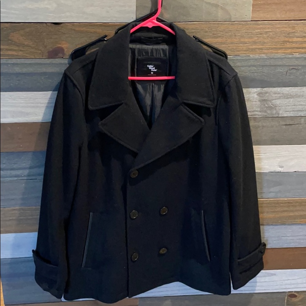 Men’s faux wool peacoat jacket